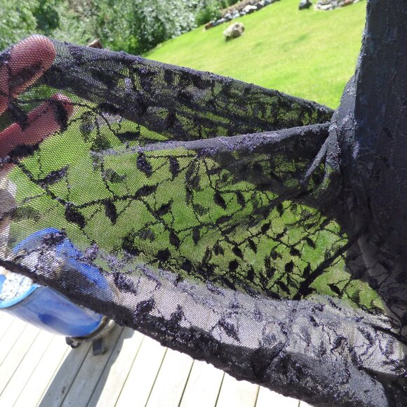 YOUNIQUE CLOTHING SEXY GOTH VAMPIRE BLACK LACE MINI DRESS BOHO PEASANT GYPSY L - Picture 4 of 6